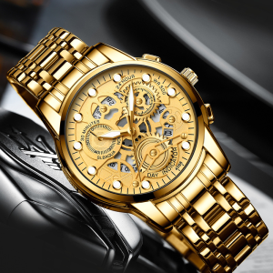 Mens Waterproof Luminous Hollow non-mechanical Luxury Stainless Steel Watch Original Watches
