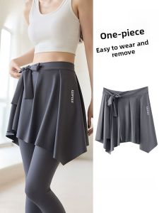 miiow | Cat Woman One-Piece Anti-Light Butt Cover Yoga Fitness Base Skirt Bottoming Tulle Mid-Length Sporty Style Pure Color Design