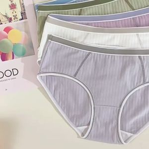 【3Pcs/Set】High-quality Fresh Simple Underwear Soft Comfortable Waist Cotton Crotch Underwear Women Cotton