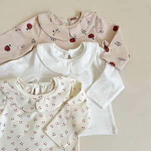 Warm Baby Doll Collar T-Shirt Close-Fitting Inner Wear Autumn Winter Fashion Princess Style Girls Baby Top Sweet Style Long Sleeve