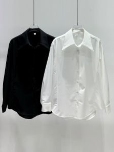 White Casual Long Sleeve Mens Shirt Large Collar Simple Pure Color Iron-Free Korean Style High-End Feeling Loose Fit Youth Trend