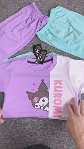 Setelan Anak Perempuan gemoy kuromi Babyterry Sablon Digital Printing Murah Kuromi 3-8 Tahun - Cantik Pakaian