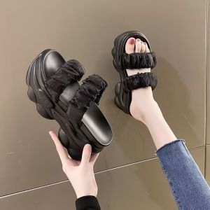 สินค้ามา2024new แพลตฟอร์มเปิดปากทรงเตารีดสีทึบแบบเรียบง่ายรองเท้าแตะลำลองป้องกันการลื่นไถล