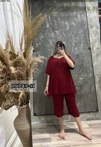 ONE SET 19747-H DAILY BASIC SET BIGSIZE MATT RAYON PREMIUM LENGAN PENDEK LD 120 CM 2L-5L BISA COD