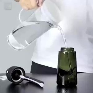 470ML/16oz Light-Blocking Dark Oil Sprayer for Cooking 2 in 1 Olive Oil Dispenser Bottle for Kitchen Dark Green Glass Oil Bottle