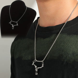 สร้อยคอจี้รูปหัวกะโหลกสไตล์พังค์สำหรับผู้ชายวินเทจสร้างสรรค์ฮิปฮอปส่วนตัวสร้อยคอวันฮาโลวีนงานปาร์ตี้เครื่องประดับอัญมณี