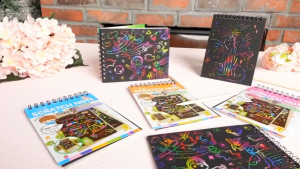 Rainbow Scratch Art Note Books Magic Scratch Off Paper Notebook for Kids Art and Craft Activity Book Black Sketch Doodle Pads with Painting Stencils for Party Favor Door Gift
