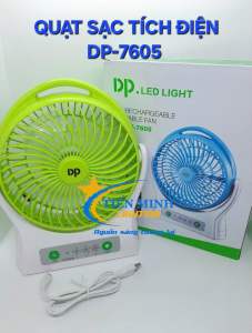 QUẠT SẠC DP 7605 VỪA CẦM TAY VỪA ĐỂ BÀN TÍCH HỢP 3 CHỨC NĂNG QUẠT MÁT/THẮP SÁNG/RỌI SÁNG DÙNG NGUỒN USB HOẶC PIN THỜI GIAN DÙNG 2 - 6 TIẾNG