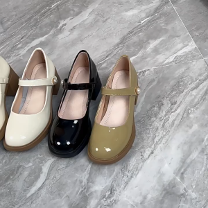 fashion girls work shoes students glossy black shoes rubber black shoes