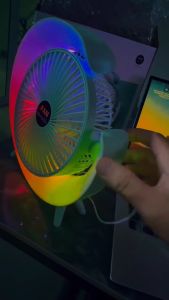 พัดลม+โคมไฟ พัดลมพร้อมไฟLED พัดลมตั้งโต๊ะ พัดลม ชาร์จ USB ลมแรง3เท่า พัดลมเทอร์โบ แบบตั้งโต๊ะ ปรับได้ 3 สะดวกต่อการใช้งาน FANS