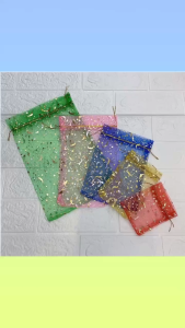 10PCS Moon Star Organza Pouches Drawstring Sheer Gift Bags for Wedding Favor Candy Packing Decor