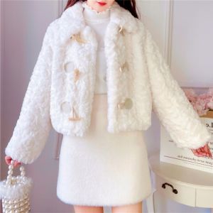 Luxurious Three-Piece Set with Coat Sweater And Mini Skirt in Lamb Velvet Autumn Winter Fashion from Xiang Wind for Women 25-35