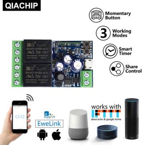 EWeLink WIFI Smart Switch DC 12V 24V 48V Module 2 Channel Relay Receiver 2.4GHz Remote Control Work with Alexafor Gate Door Led