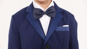 lontakids 5Pcs Kids Boys Black Navy Blue Tuxedo Set Classic Wedding Attire Ring Bearer Outfits (Jacket+Pants+Vest+Clip-on Suspenders+ Bow Tie) Childrens Formal Birthday Party Wear Toddler Blazer Suit for Prom and Piano Performance