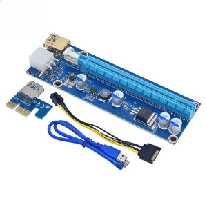 VER009S PCI-E Riser Card Adapter 009S PCIE PCI Express X1 to X16 Extender 0.6M USB 3.0 Cable SATA to 6Pin Power For Video Card