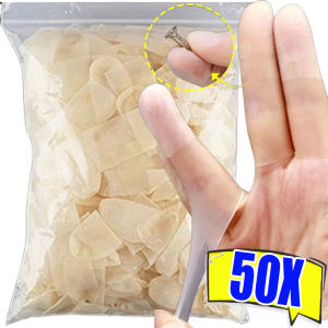 50pcs Matte Finish Non-Slip Latex Finger Protector Gloves / Waterproof Disposable Anti-Static Finger Cots with Strong Elasticity / Lightweight Thin Work Finger Sleeves