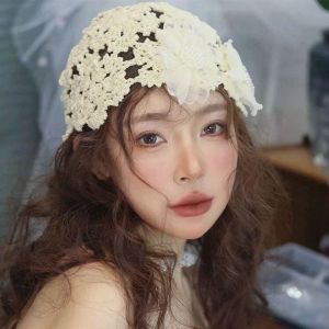 SNSQDYW0010 Hoa Mũ Dệt  Đục Lỗ Ren Mũ nồi Thoáng khí Thường ngày Mũ trùm đầu Dành cho Nữ