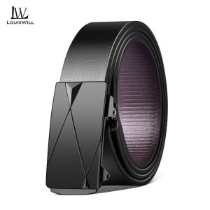 LouisWill เข็มขัดของผู้ชายแฟชั่นเข็มขัดลำลองธุรกิจเข็มขัดหัวเข็มขัดอัตโนมัติที่ทันสมัยสำหรับวัยรุ่นสายรัดข้อมือพียูเข็มขัดกางเกงกีฬาที่มีสไตล์เรียบง่ายเข็มขัดทนทาน