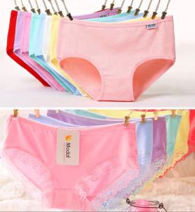 ชุดชั้นในผ้าฝ้ายเอวต่ําน่ารักสําหรับนักเรียนหญิงที่มีรายละเอียดลูกไม้และกางเกงในต้านเชื้อแบคทีเรียโบว์ผีเสื้อ