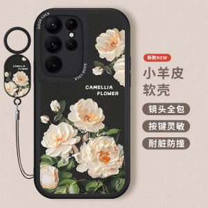 Samsung S25 Ultra Full Cover Soft Silicone Case with Hand Rope Personalized Rose Flower Design Anti-Fall Protection for S24 S23 S22 S21 Phones