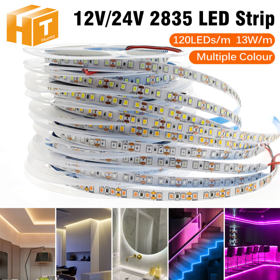 Hunta 5M/10M 2835 Cutting LED Light Strip DC12V/24V Color LED  Light Strip 9 Colors Festive Atmosphere Room Decoration Light Strip