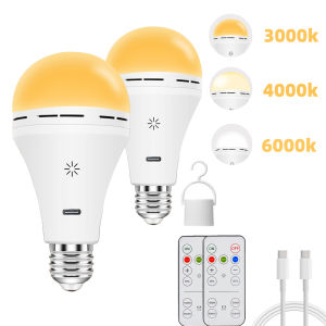 USB-C Rechargeable Light Bulb with Remote Control E27 Smart Battery BulbTouch Control Dimmable LED Bulbs with Timing