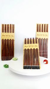 10 ĐôiĐũa Gỗ Cẩm Lai Ghép Đầu Đen - Đồ Gỗ Nhà Bếp Thương Hiệu Trường Sơn
