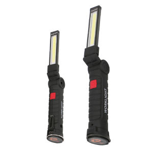 Rechargeable COB Work Light with Folding Night Torch for Camping Night Work and Emergency