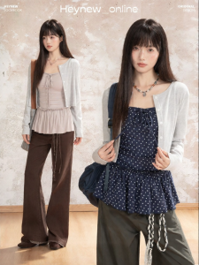 loveheynew | Áo Cardigan Len Chấm Bi Bảo Vệ Da Nhẹ