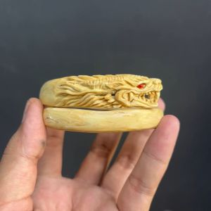 Gelang Akar Bahar Putih Ukir Naga Samping Pakai Engsel