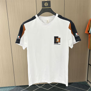 Mens Short Sleeve Polo Shirt Summer New Color Block Flip Collar Versatile High End Fashion Cotton Blend Comfortable Fit T-Shirt
