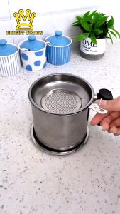 Wadah Saringan Minyak Goreng 1.3 Liter Bahan Stainless Steel Oil Pot Filter Anti Karat