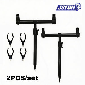 JSFUN Aluminium Adjustable Carp Fishing Bank Sticks 4 Rods Buzz Bars Rod Pod Rest Support Holder Fishing Accessories