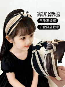 Girls Knitted Hairband Simple Style Wide Edge Knot Headband Little Girl High Forehead Hair Clip Comfortable Non-Tightening Headwear