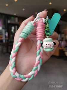 สร้อยข้อมือผูกโทรศัพท์แบบสั้นลายการ์ตูน Kuroko สำหรับการเดินทางและกิจกรรมกลางแจ้ง โซ่โทรศัพท์มือถือแบบแขวนป้องกันการสูญหายสำหรับทั้งชายและหญิง