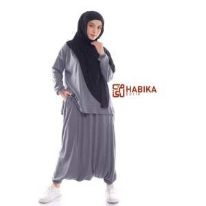 Setelan Kaos Olahraga Wanita Kaos+Rok Celana 1 Set Lengan Panjang Syari Bahan Double Super