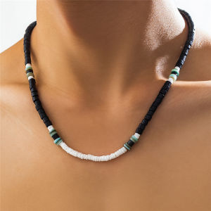 Vintage Beach Boho Surfer Coconut Wooden Chain Necklace for Men Simple Geometric Tribal Ethnic Beads Choker Neck Accessories New