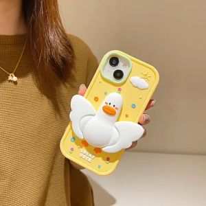 (SG Seller) Korean Cute 3D Folding Wings Bracket Silicone Phone Case For IPhone 15 / 15 Pro / 15 Pro Max / 14 Pro / 14 Pro Max / 13 Pro / 13 Funny Bracket Soft Rubber Protective Phone Cover