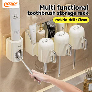 Toothbrush Holder Cup Storage Rack Mouthwash Cup No-Drill Toothbrush Cup Bathroom Wash Cup Storage Toothpaste Dispenser