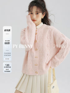 Sleepy Rabbit Womens Knitted Sweater Loose Fit round Neck Mouton Coat Sweet Style Long Sleeve Autumn Winter Fashion Outerwear