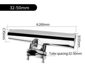 32MM-50MM 360 Degrees White Marine Adjustable Rotation Clamp on Fishing Rod Holder