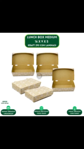 Paper Lunch Box Medium Laminasi 290 Gsm Lunch Box M (Isi 20 Pcs--LB1K25)