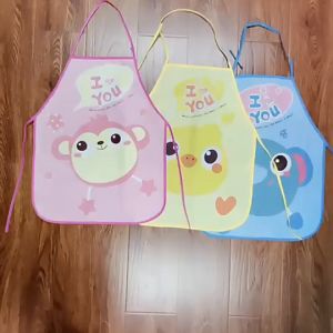 Childrens cartoon apron Sleeveless waterproof oil-proof cooking apron Baby sleeveless smock Fashion art kitchen apron