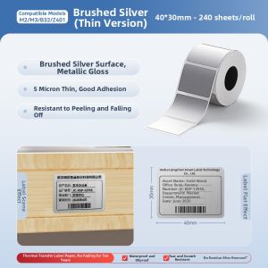Niimbot | Heat Transfer Brushed Silver Sticker Labels