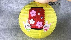 Sky Lantern Classic Mid Autumn Paper Lantern Crafting Mooncake Festival Activity (w LED Light n Handle)