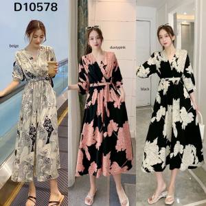 Korea Dress Import / Sue Motif Prints Midi Dress