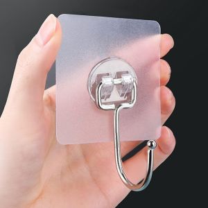 Hook strong glue paste wall transparent hook non-punching hook non-marking strong load-bearing bathroom kitchen adhesive hook