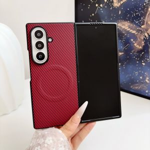 szhaiyu | For Magsafe Magnetic Leather Case For Samsung Galaxy Z Fold 7 6 4 5 8 Ultra Fold8 Fold7 Protective Cover Carbon Fiber Pattern