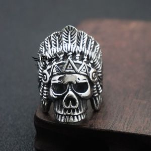 Cincin Elegan Desain Indian Rock Skull (Adjustable)
