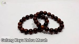 Gelang Kayu Bertuah Zebra Merah Ukuran 12 mm ASLI